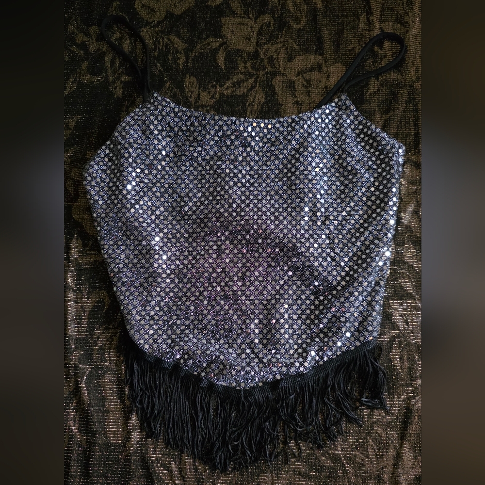 Sequin Fringe Tank Top
